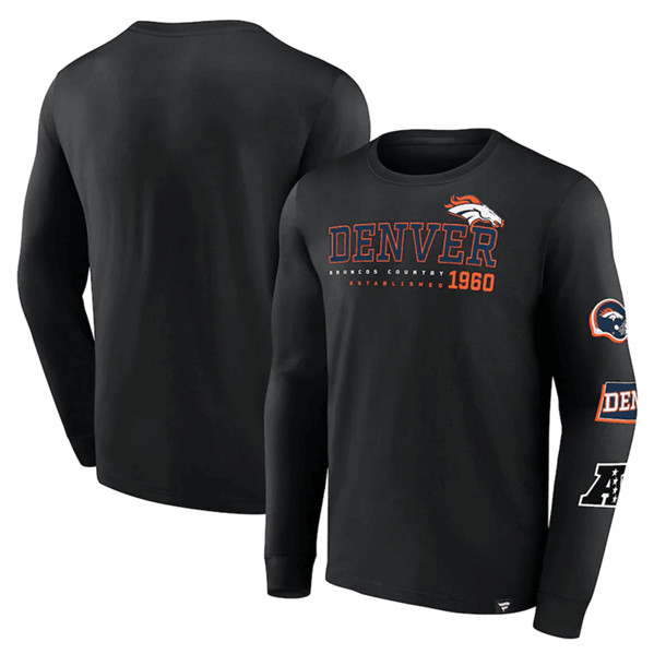 Denver Broncos Black High Whip Pitcher Long Sleeve T-Shirt